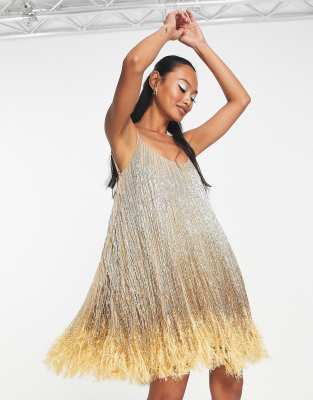 ANGELEYE Beige Embellished Beaded Cami Dress