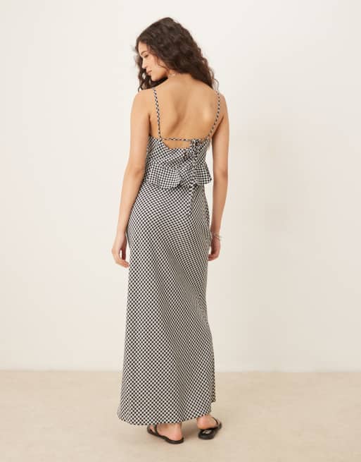 ASOS DESIGN cami frill maxi dress in black white check, 4 of 4