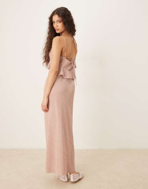 white christmas dresses Rent ASOS DESIGN Cami Midi Slip Dress In High Shine Satin With Lace Up Back  In Black