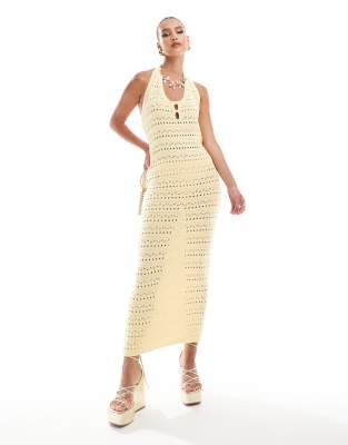ASOS DESIGN cami halter strap dress in yellow | ASOS