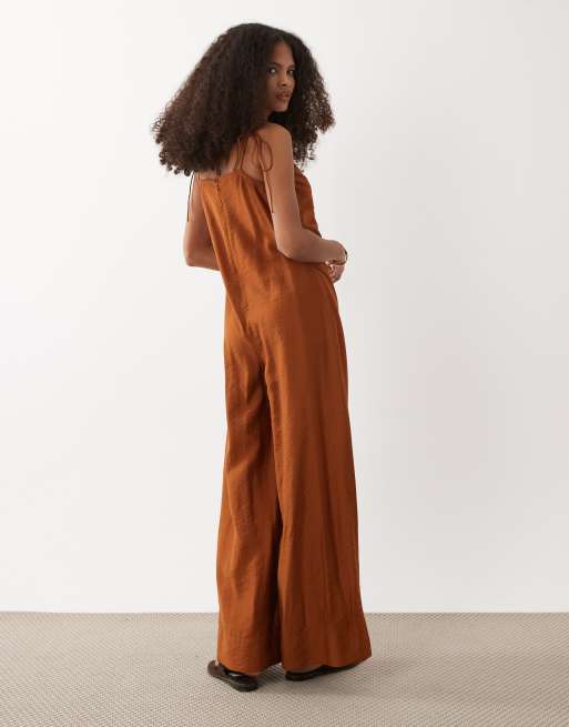 ASOS DESIGN - Cami-jumpsuit met vierkante hals in roestbruin, 3 van 4