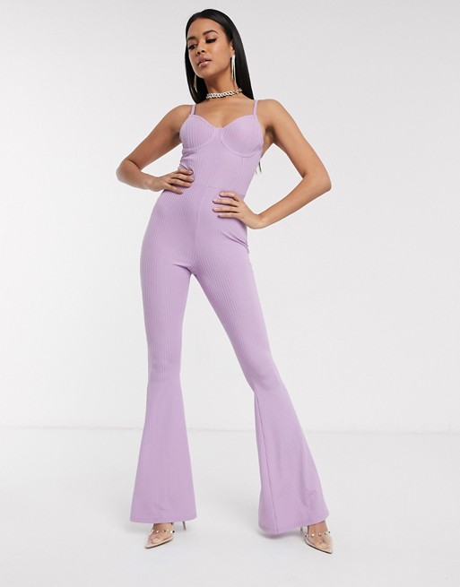 ASOS DESIGN cami jumpsuit with cupped bra in jersey rib