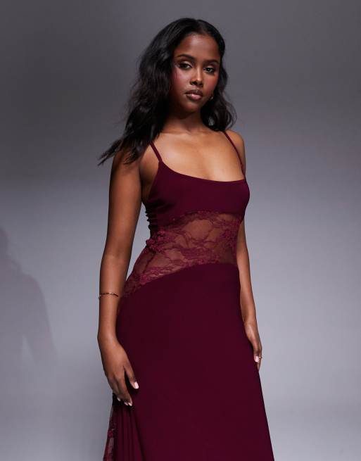 Lace Boohoo Gowns Satin Gown With Lace Satin Lace Detail Maxi Slip