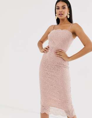 asos lace cami midi pencil dress