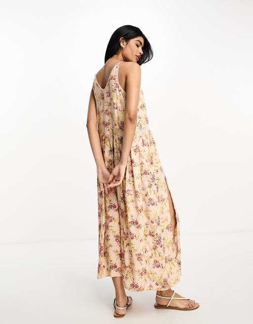 ASOS DESIGN cami ladder lace midi dress with double thigh split in vintage floral ASOS
