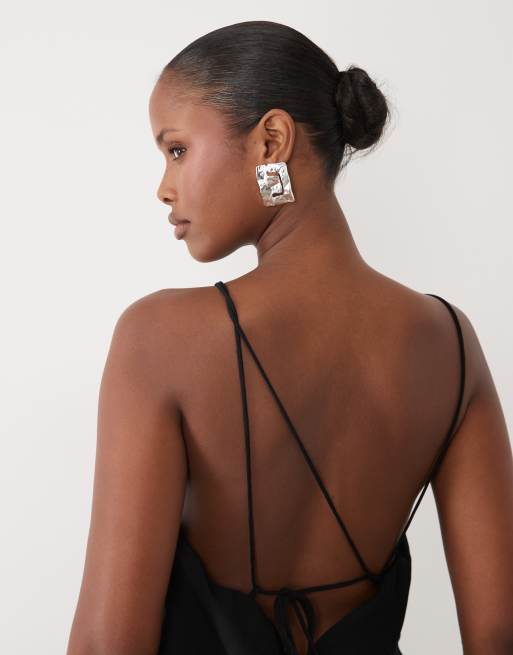 ASOS DESIGN cami maxi dress with draped detail in black, 3 of 4
