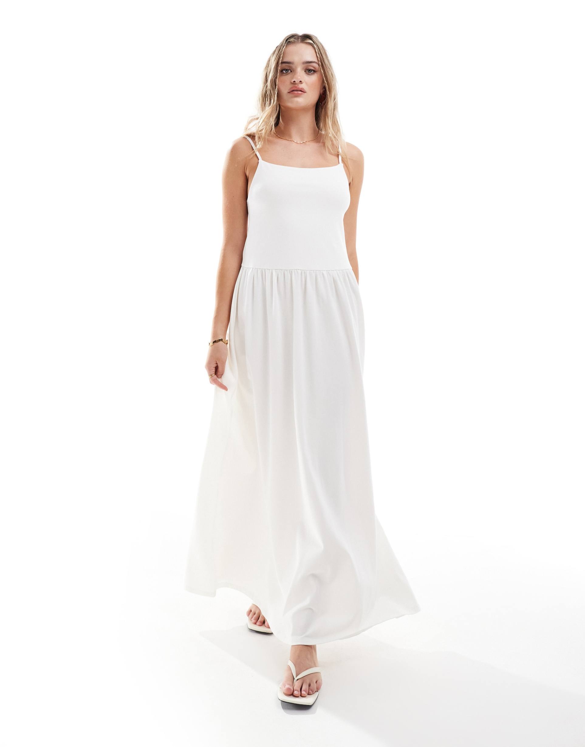 asos design cami maxi dress with full hem in stone