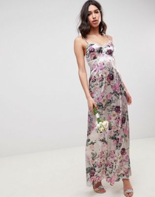 ASOS DESIGN cami maxi dress with lace insert in pretty floral print | ASOS