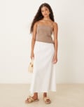[ASOS DESIGN] ASOS DESIGN cami maxi dress with poplin skirt in mocha-Neutral S Mocha