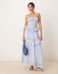 [ASOS DESIGN] ASOS DESIGN cami maxi dress with shirred waist embroidery in blue 8 Blue
