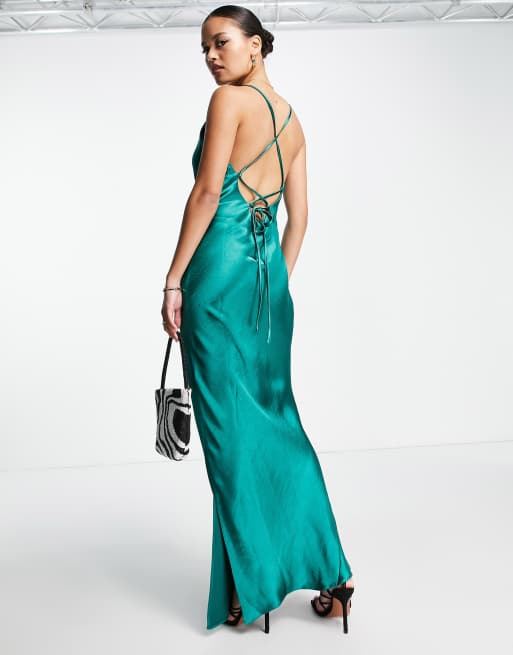 Green cami 2025 slip dress