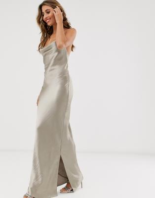 satin cami maxi slip dress