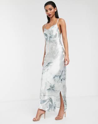 asos design cami maxi dress in crinkle chiffon with lace waist and strappy back detail