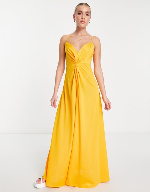 ASOS DESIGN - Cami-maxikjole med snoet front i gul, 4 af 4