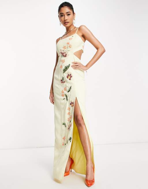 ASOS DESIGN - Cami-maxikjole med struktur og dekoreret med blomster, 3 af 4