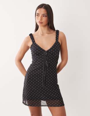 Asos Design Cami Mesh Mini Dress In Black