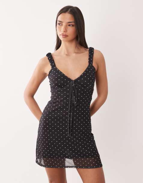 ASOS DESIGN cami mesh mini dress in black