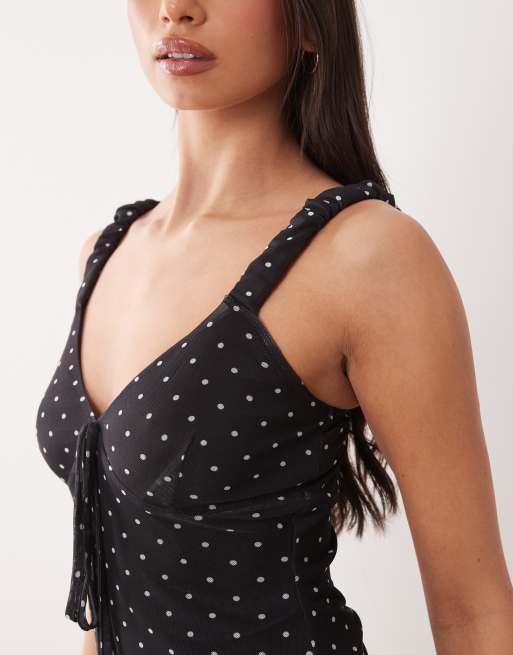 ASOS DESIGN cami mesh mini dress in black, 4 of 4