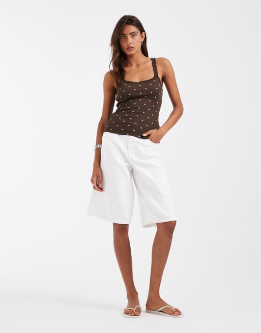 ASOS DESIGN - Cami met afwerking in chocoladebruin met stippen, 2 van 4
