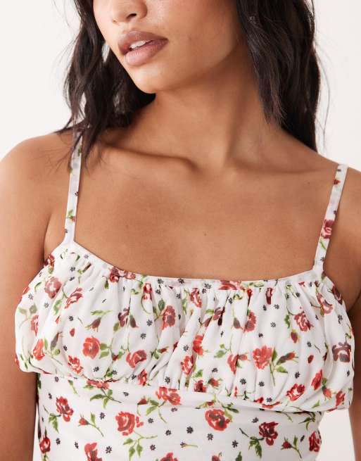 ASOS DESIGN - Cami met gerimpelde buste en fijne bloemenprint, 2 van 4