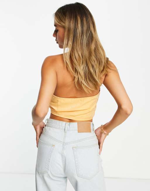ASOS DESIGN - Cami met halternek en gestrikte voorkant in oranje, 2 van 4