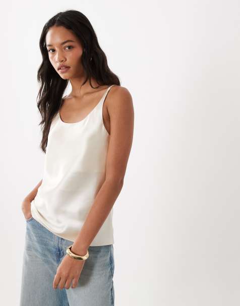 ASOS DESIGN cami met lage ronde hals in oyster - view 1