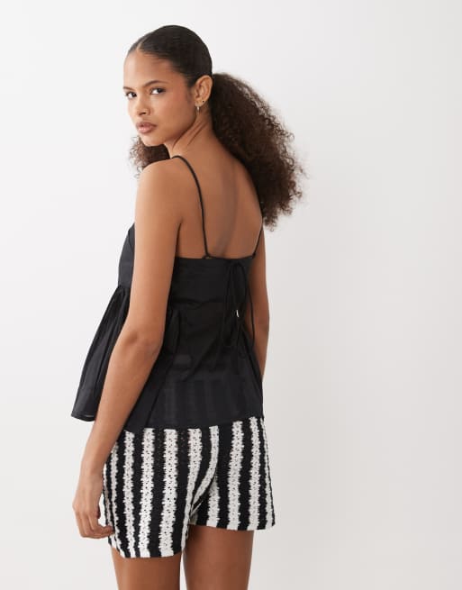 ASOS DESIGN - Cami met peplum met gerimpelde zijkant in zwart, 4 van 4