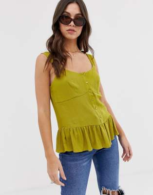 ASOS DESIGN cami with peplum-Green Green