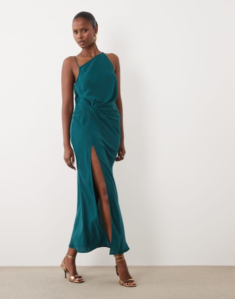 ASOS DESIGN cami midaxi dress with draped detailing in green - view 1