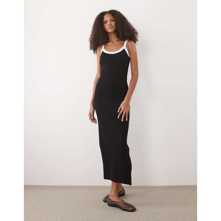 ASOS DESIGN cami midi dress with bonded edges in black and white contrast |  ASOS