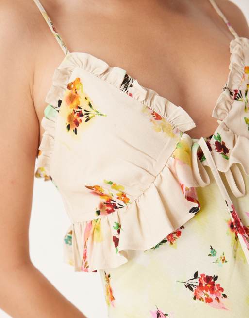 ASOS DESIGN cami midi dress with frill detail in floral