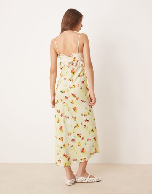 ASOS DESIGN cami midi dress with frill detail in floral