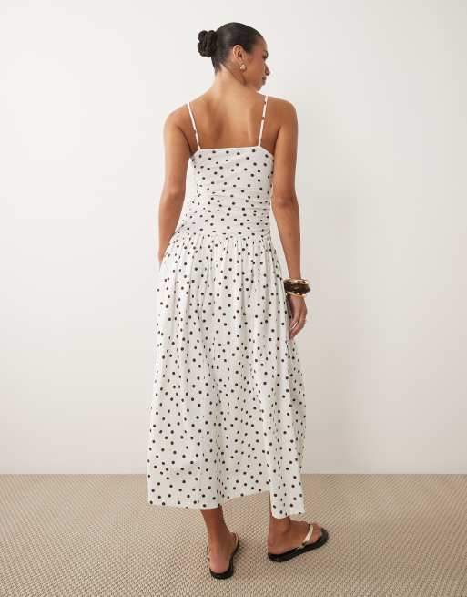 ASOS DESIGN cami midi dress with full skirt in polka dot print, 4 of 4
