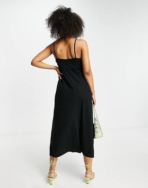 Dresses cami midi dress with square neck in black 