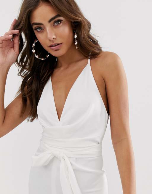 Asos design cami midi dress with wrap waist in cheap satin