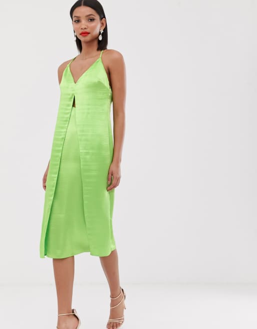 Asos design midi slip dress outlet in high shine satin