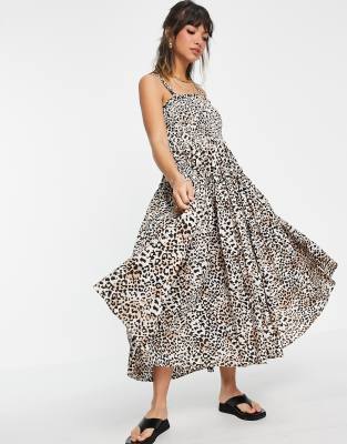 asos design cami midi sundress with raw edges