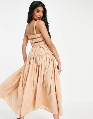 asos design cami midi sundress with raw edges