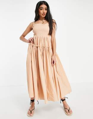 asos design cami midi sundress with raw edges