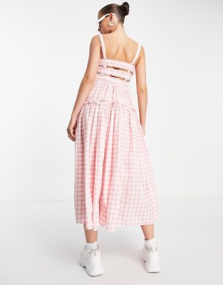 asos design cami midi sundress with raw edges