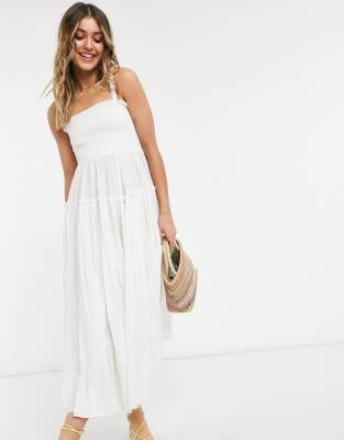 ASOS DESIGN cami midi sundress with raw edges in white