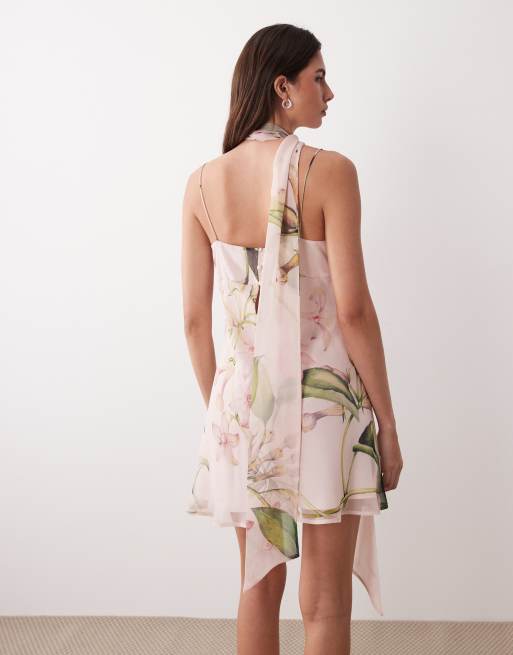 knee length dresses for ladies Fleur Sun Cami Strap Mini Dress Flowers Red
