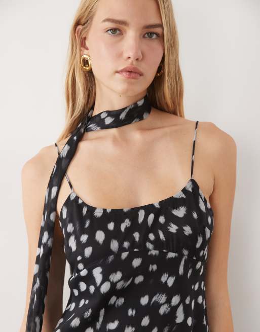 ASOS DESIGN cami mini jurk met sjaal in monochrome dierenprint, 2 van 4