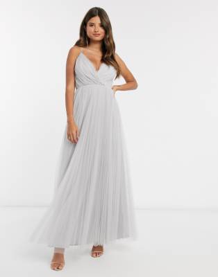 asos design cami pleated tulle maxi dress