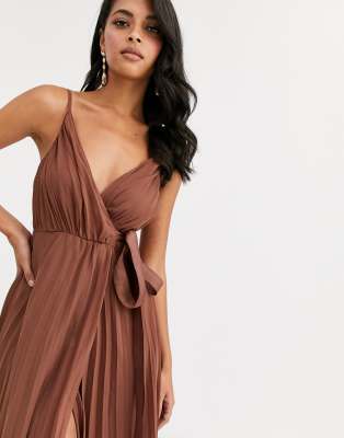 asos design cami wrap maxi dress with tie waist