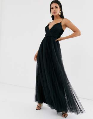 black pleated gown