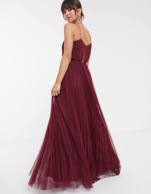 asos cami pleated tulle maxi dress