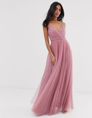tulle maxi dress with sleeves