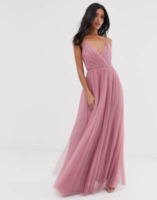 ASOS DESIGN cami pleated tulle maxi 