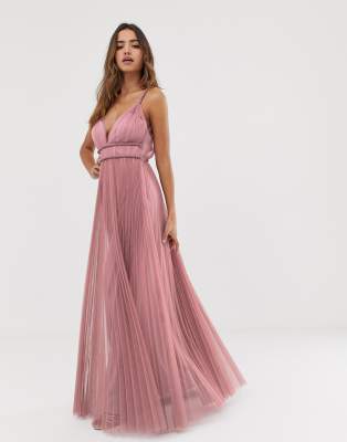 asos cami pleated tulle maxi dress